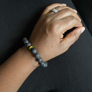 Black Onyx Lava|Stretch Bracelet|Natural Stone Bracelet |Lava Bracelet|Gift for Men|Island Vibe|Rasta Vibe