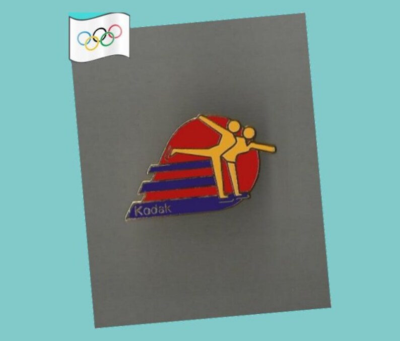 SCARCE 1983 Eastman Kodak Olympic Sponsorship Figure Skating Lapel Pin EX