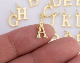 Dainty 14k Gold Personalized Initial Charm Initial Pendant, Letter Charm, Minimalist Alphabet Letter Charm Add On Charm Buy 1 Get Free Chain