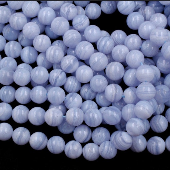 Blue Lace Agate Round Beads Grade AAA Genuine Gemstone Round Loose