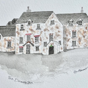 Haunted Drovers Inn located in Scotland, original watercolor painting