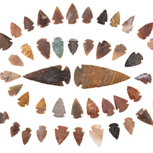 52 Flint Spearhead Arrowhead OH Collection Project Point Knife Blade Great for crafts and Jewelry making 1&quot;-1.3&quot; & Two 3&quot; Avg