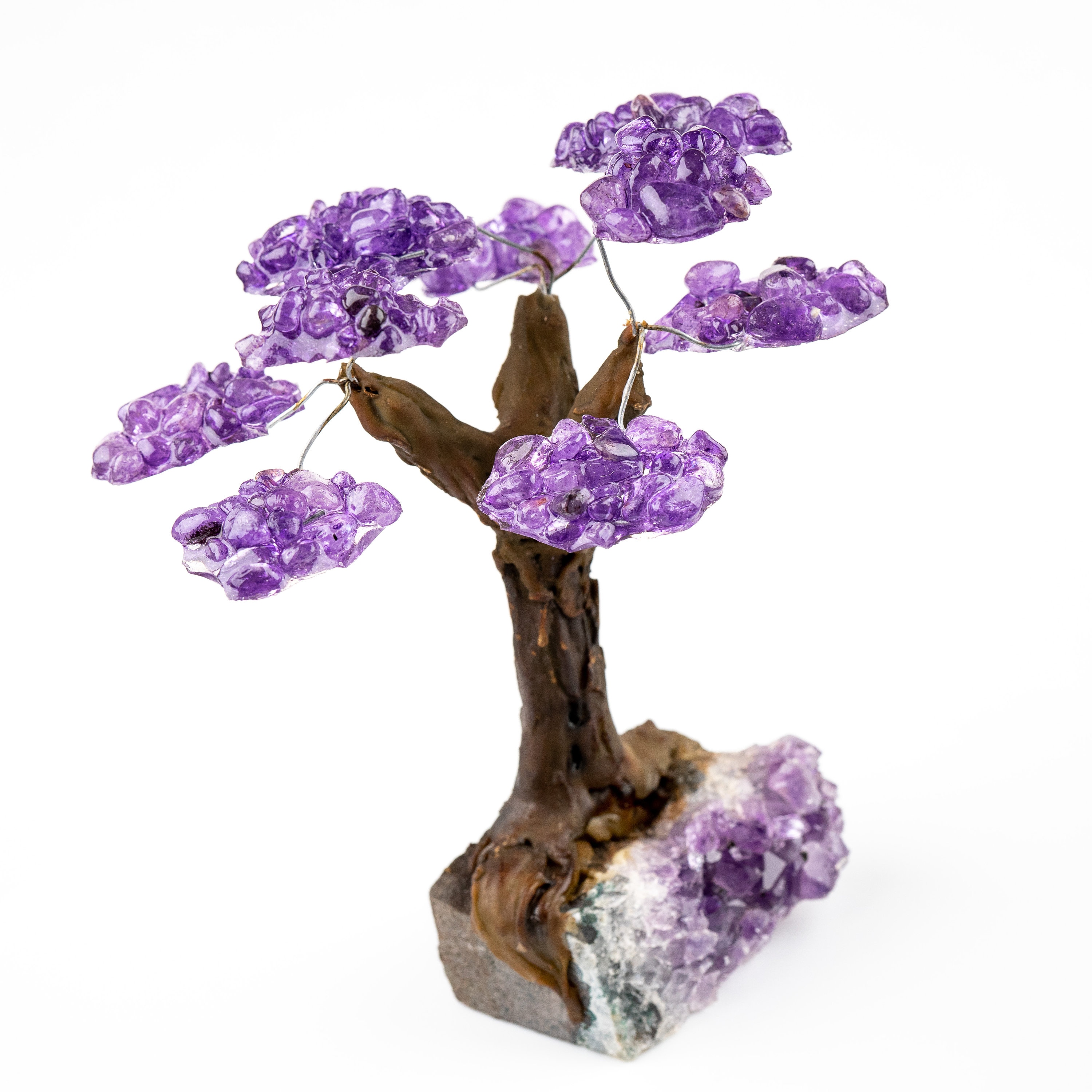 6 Amethyst Crystal Bonsai Tree Reiki Healing Natural Gemstone Home