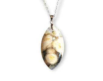 Collana con ciondolo a foglia in diaspro Orefield / Gioielli boho con pietre placcati in argento