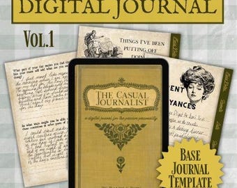 ADHD Friendly Vintage Digital Journal Template, Dateless Casual Journalist (Digital Download)