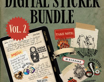 Vintage Journal Digital Sticker Bundle Vol. 2 (Digital Download)