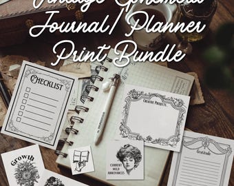 Vintage Ephemera Journal Planner Print Bundle, Junk Journal Supplies (Digital Download)