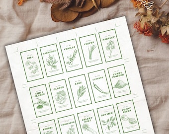 Etiquetas vintage para tarros de especias: pegatinas de despensa estilo cottagecore (descarga digital)