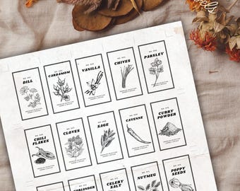 Etiquetas vintage para tarros de especias estilo cottagecore: pegatinas imprimibles (solo archivo digital)