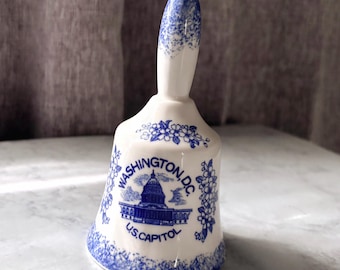 Campana de recuerdo azul y blanca del Capitolio de los EE. UU.: Cerámica de Washington D.C.