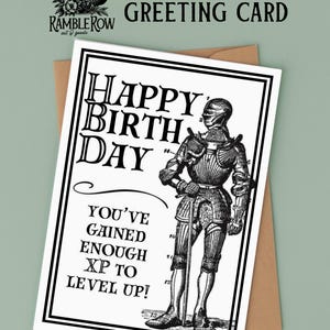 Cartão de aniversário para impressão de D&D, cartão de aniversário para jogos, cartão de felicitações vintage para impressão, cartão de aniversário para nerds gamers