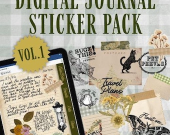 Vintage Journal Digital Sticker Pack, Vol. 1 (Digital Download)