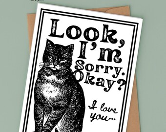 Tarjeta de felicitación imprimible de disculpas, diseño vintage