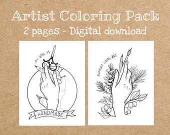 Página para colorear de arte local hecha a mano / Paquete de impresión digital