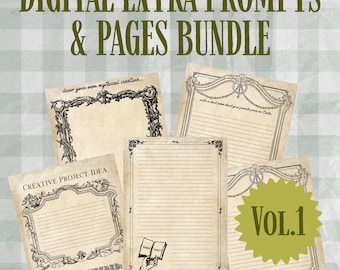 Vintage Journal Page Prompts Bundle, Creative Project Idea Pages (Digital Download)