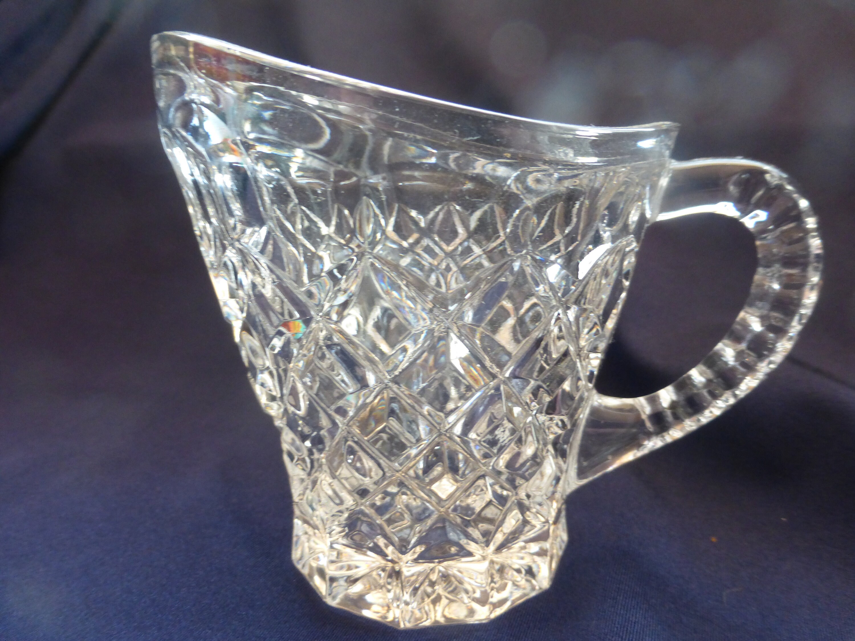 Vintage Cut Glass Milk Or Creame Jug Collectible Cut Glass Etsy