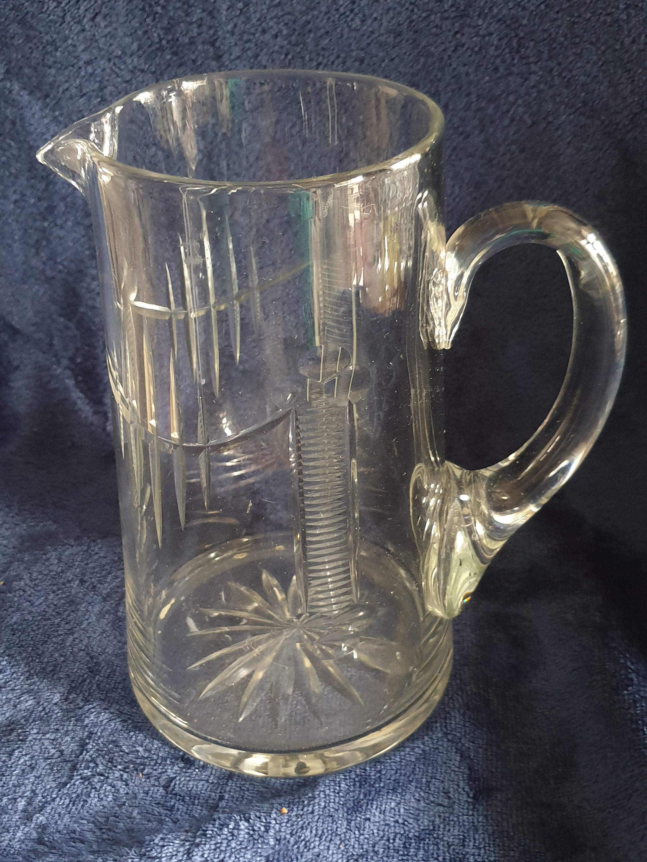 Clear Glass Jug Cut Glass Jug Decorative Cut Glass Jug Etsy