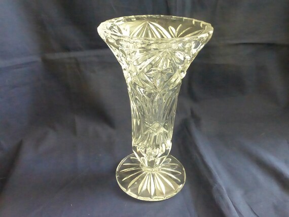 Vintage Glass Vase Cut Glass Vase Decorative Glass Vase Etsy