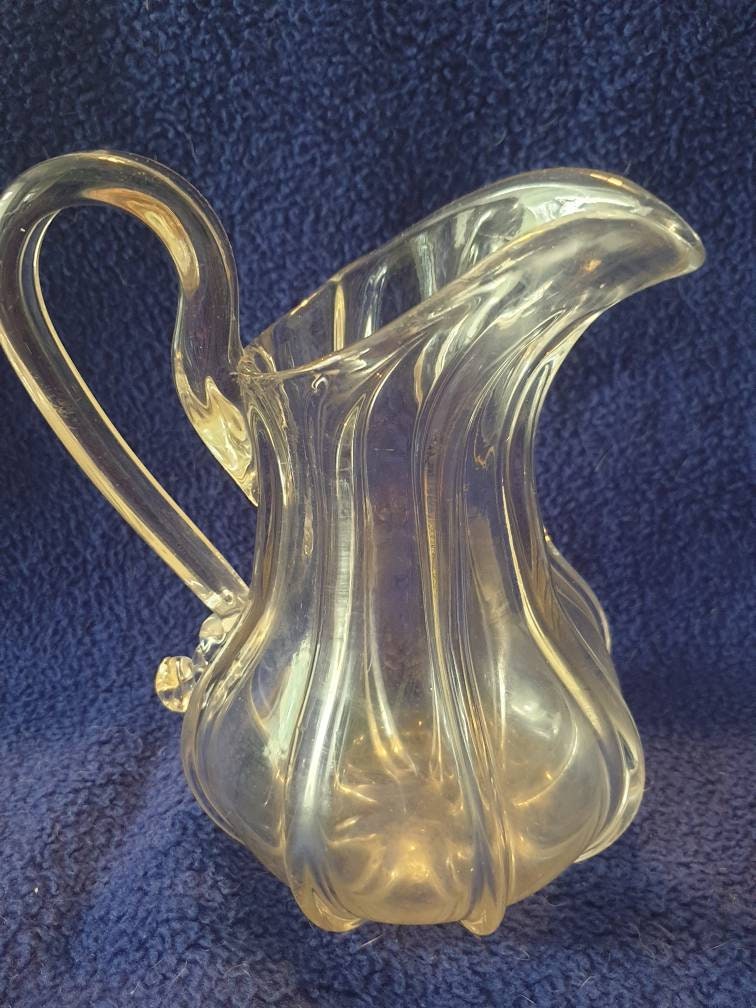 Handmade Clear Glass Jug Victorian Clear Glass Jug Ribbed Etsy