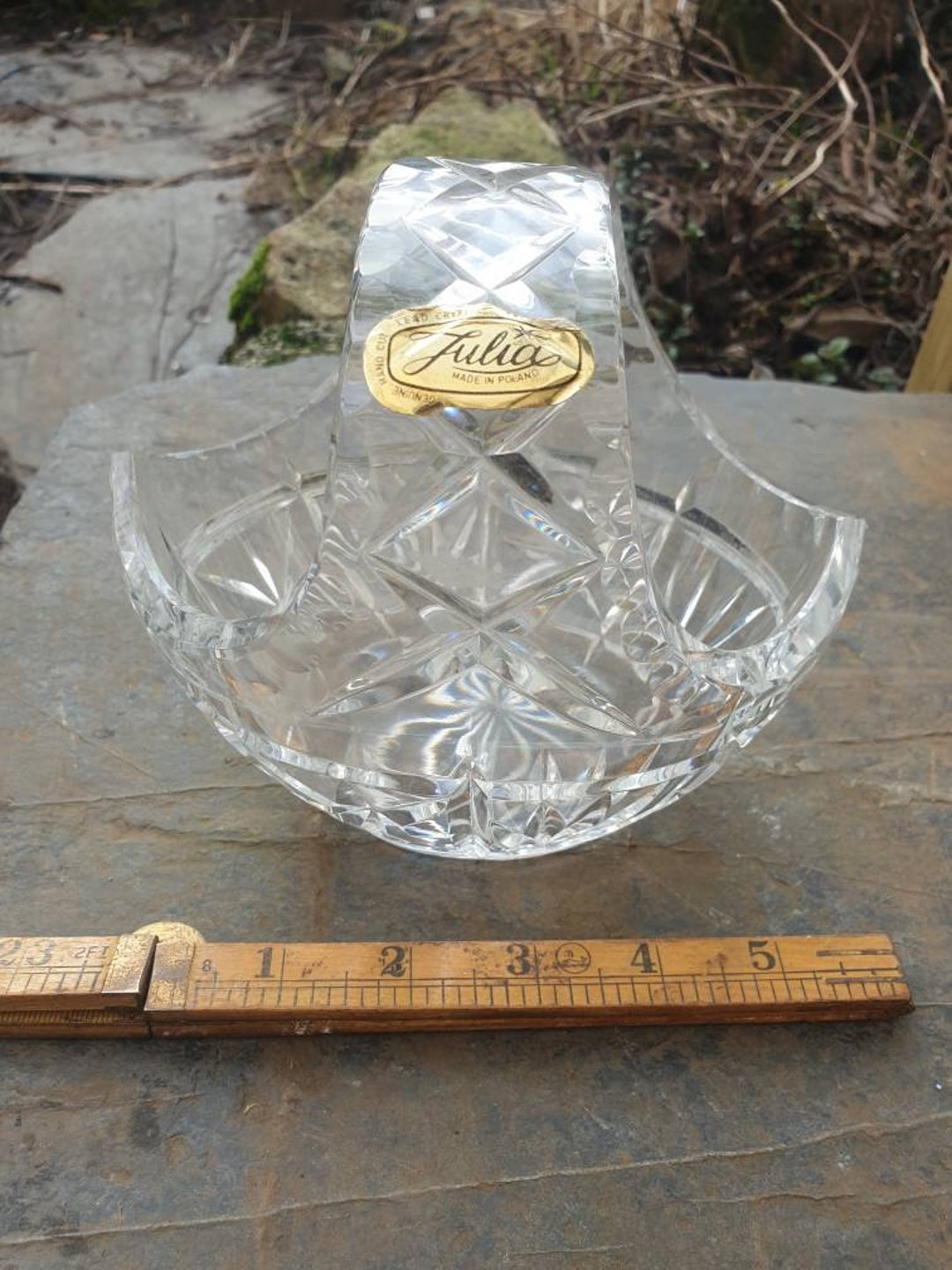 Lead Crystal Flower Basket Polish Cut Crystal Basket Etsy