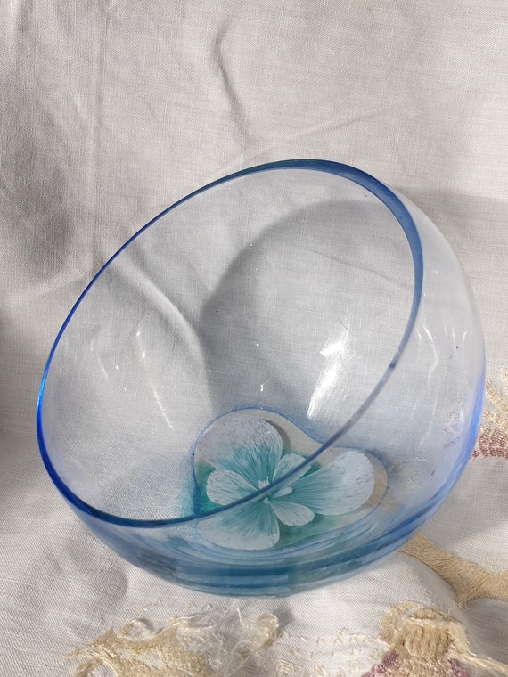 Caithness Glass Bowl Caithness Blue Glass Bowl Caithness Etsy