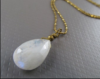 Real Moonstone - Gemstone Necklace, brass