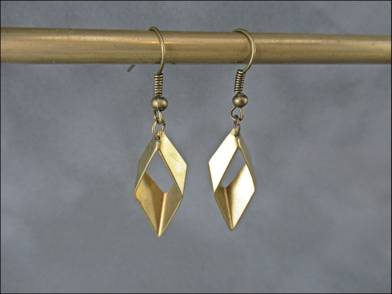 Little Rhombus Earrings, bronze image 3