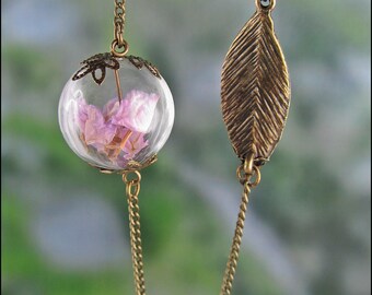 Wild flower necklace with real flower petals