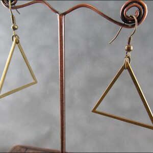 Large triangles Earrings, bronze image 4