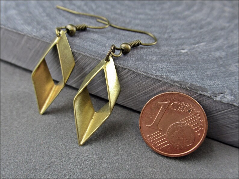 Little Rhombus Earrings, bronze image 8