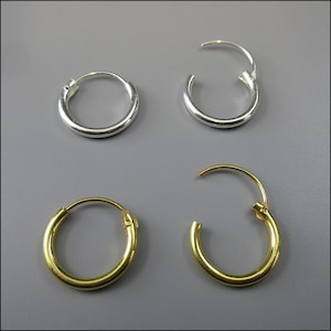 925 silver, simple hoop earrings 1.5 mm thick, 8 mm, 10 mm, 12 mm, 14 mm, 16 mm and 18 mm diameter image 3