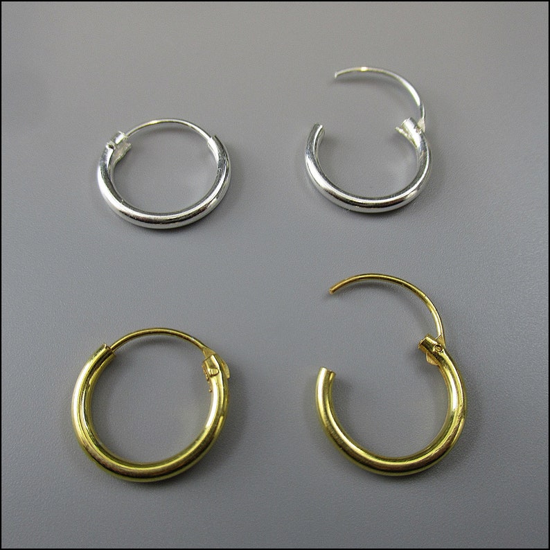 925 silver, simple hoop earrings 1.5 mm thick, 8 mm, 10 mm, 12 mm, 14 mm, 16 mm and 18 mm diameter image 3