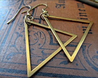 Boucles d'oreilles, Grands triangles, bronze