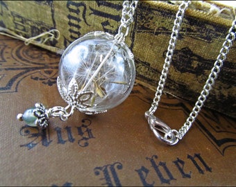 Dandelion necklace silver-colored with pearl