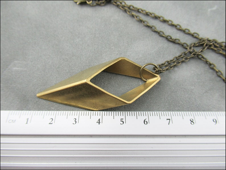 Large rhombus Geometric figures brass chain image 7