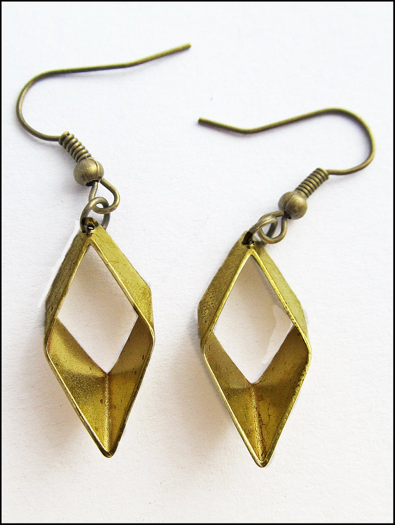 Little Rhombus Earrings, bronze image 6
