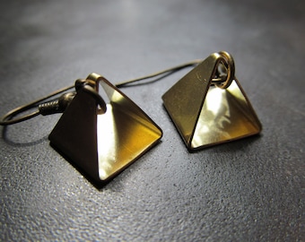 Small Pyramids Earrings, bronze