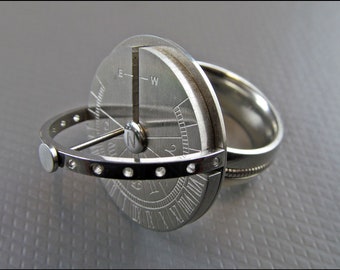 Real sundial Ring stainless steel, Size 11