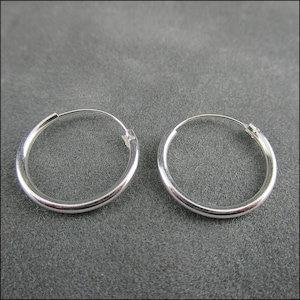 925 silver, simple hoop earrings 1.5 mm thick, 8 mm, 10 mm, 12 mm, 14 mm, 16 mm and 18 mm diameter image 8