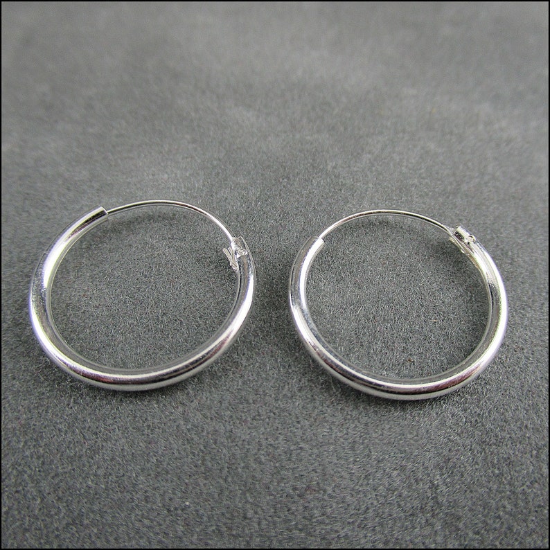 925 silver, simple hoop earrings 1.5 mm thick, 8 mm, 10 mm, 12 mm, 14 mm, 16 mm and 18 mm diameter image 8