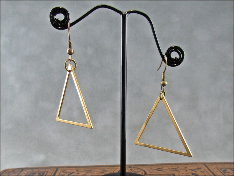 Large triangles Earrings, bronze image 5