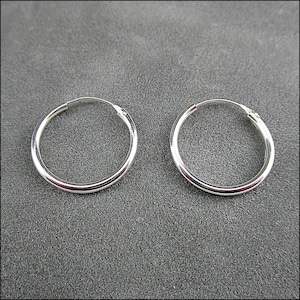 925 silver, simple hoop earrings 1.5 mm thick, 8 mm, 10 mm, 12 mm, 14 mm, 16 mm and 18 mm diameter image 10