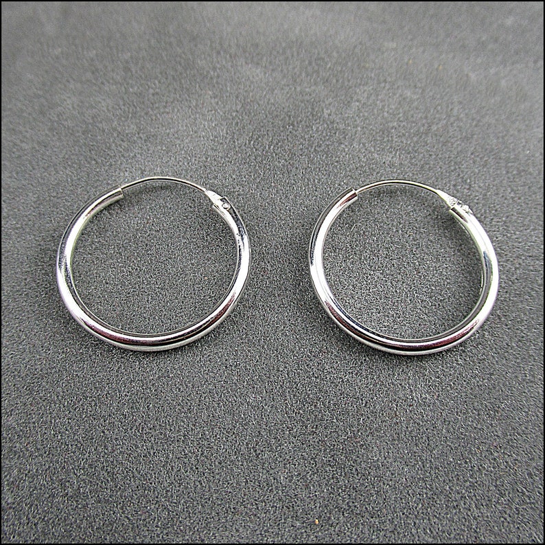 925 silver, simple hoop earrings 1.5 mm thick, 8 mm, 10 mm, 12 mm, 14 mm, 16 mm and 18 mm diameter image 10