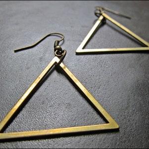 Large triangles Earrings, bronze image 2