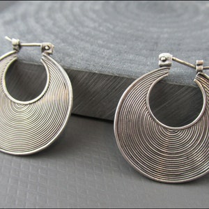 Real silver hoop earrings Bali-style filled 925 silver 25 or 30 mm in diameter
