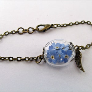 Bracelet with real Forget Me Not Blossom, bronze image 2