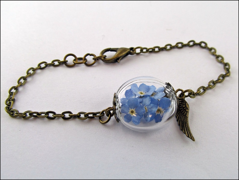 Bracelet with real Forget Me Not Blossom, bronze image 2