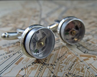 On course - compass cufflinks silvery