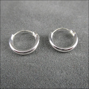 925 silver, simple hoop earrings 1.5 mm thick, 8 mm, 10 mm, 12 mm, 14 mm, 16 mm and 18 mm diameter image 6