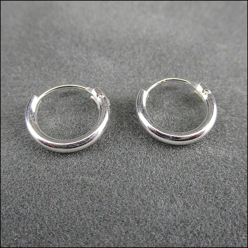 925 silver, simple hoop earrings 1.5 mm thick, 8 mm, 10 mm, 12 mm, 14 mm, 16 mm and 18 mm diameter image 6